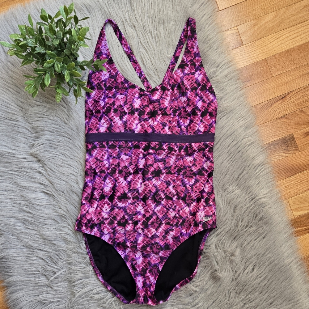Speedo Womens Tie Dye One Piece Swimsuit